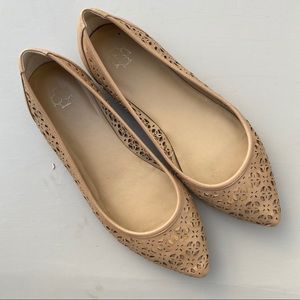 Ann Taylor laser cut tan flats